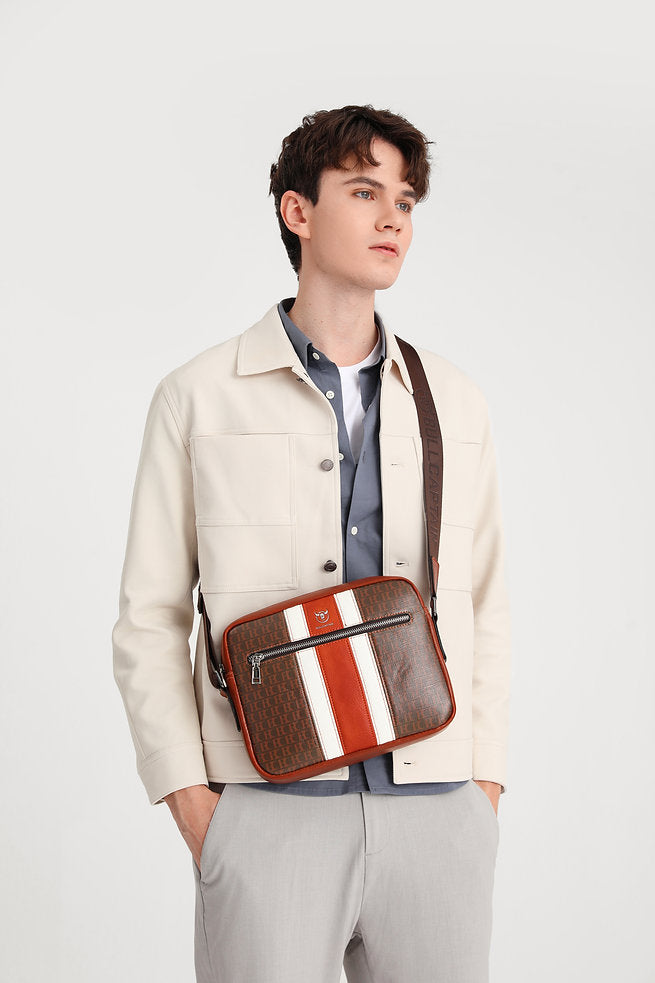 Morral bandolera de cuero - Marrón