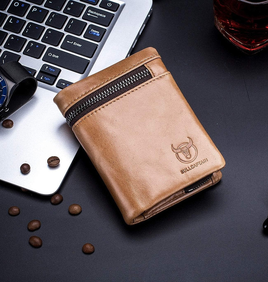 Billetera de cuero mate QB-03-BR - Beige