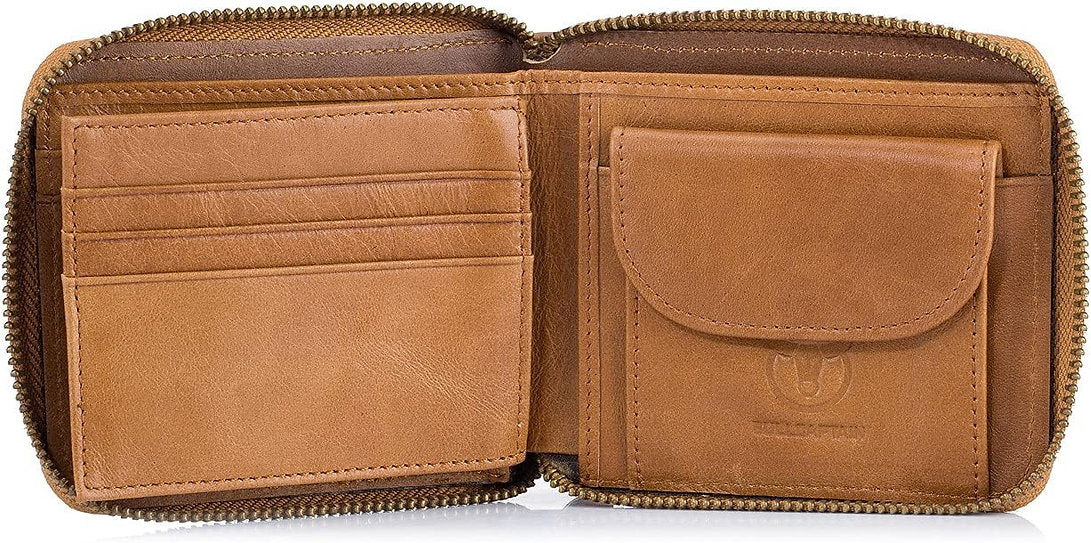 Billetera de cuero QB-022-BEI con cadena - Beige