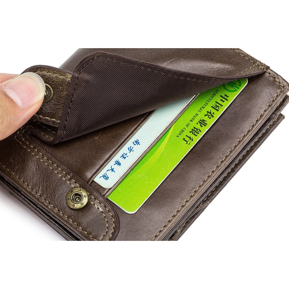 Billetera de cuero QB-037A-CF - Marrón