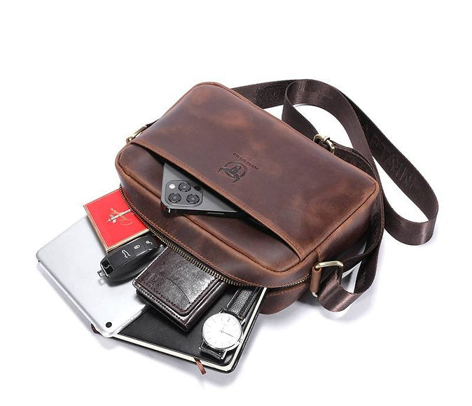 Morral de cuero mate - Marrón