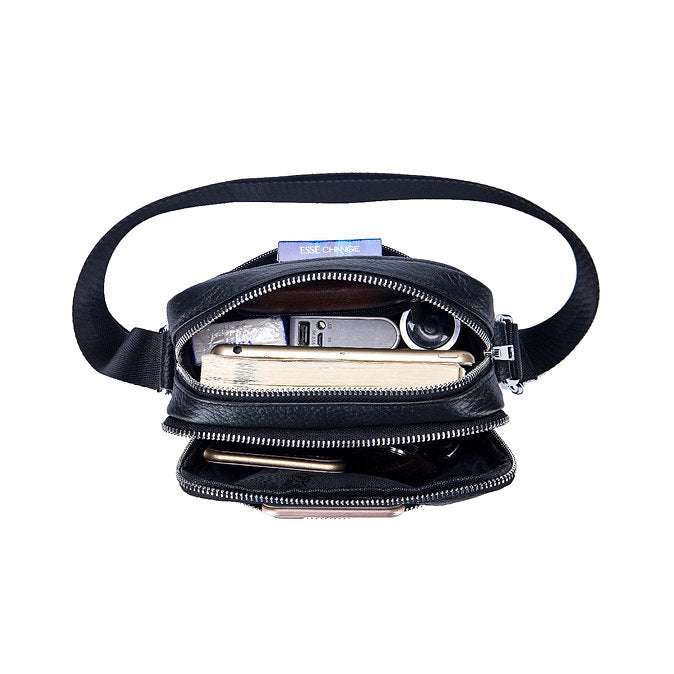 Morral de cuero mate - Negro