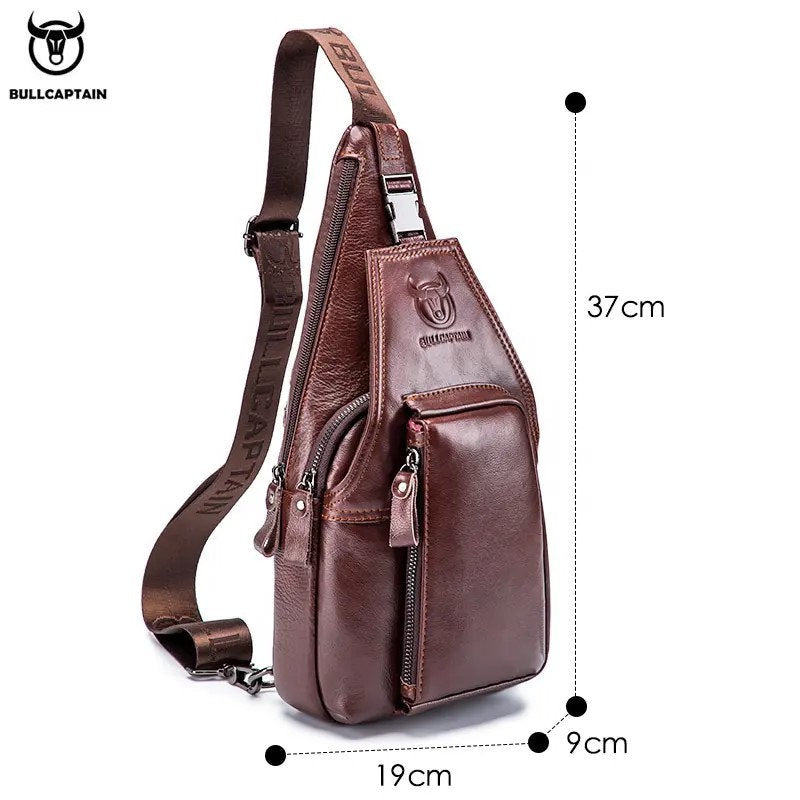 Mochila cruzada de cuero mate - Granate