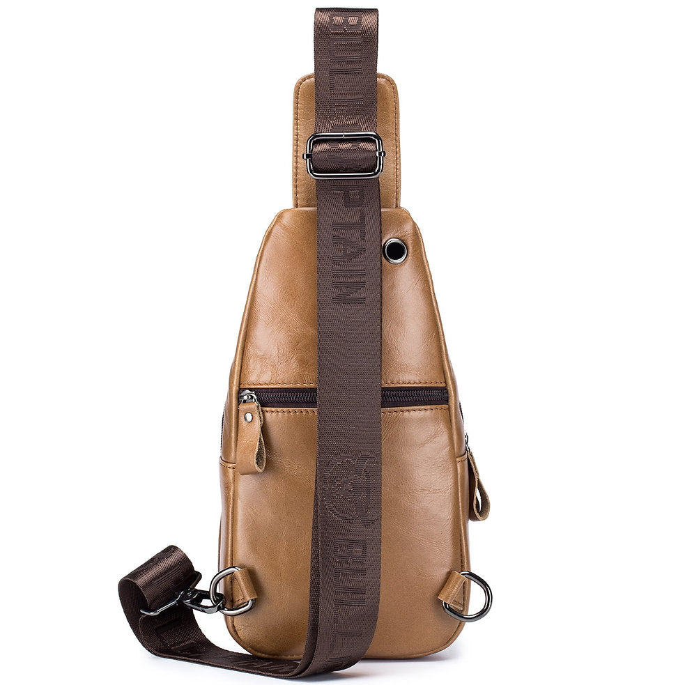 Mochila cruzada de cuero XB-095-BR - Marrón