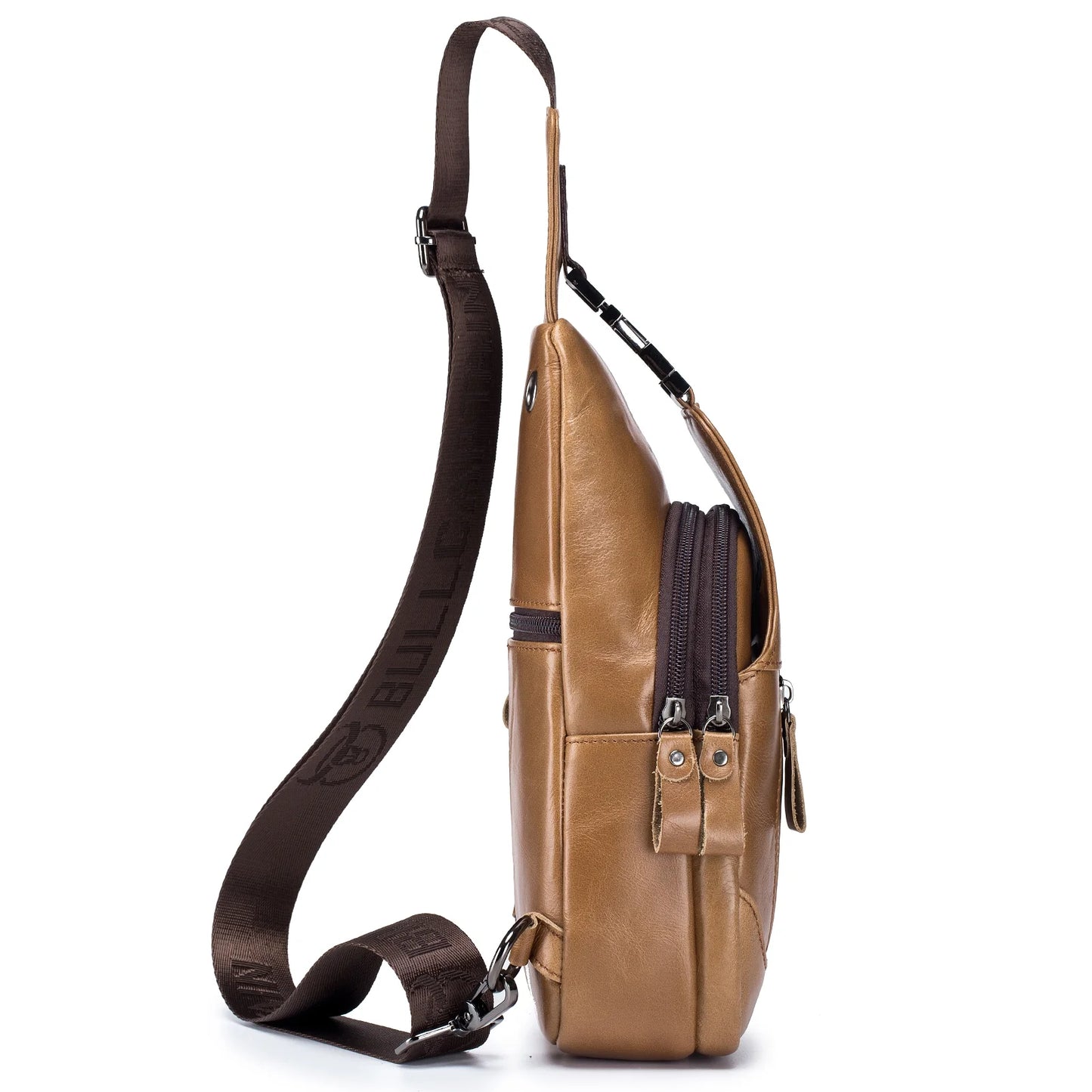 Mochila cruzada de cuero XB-095-BR - Marrón