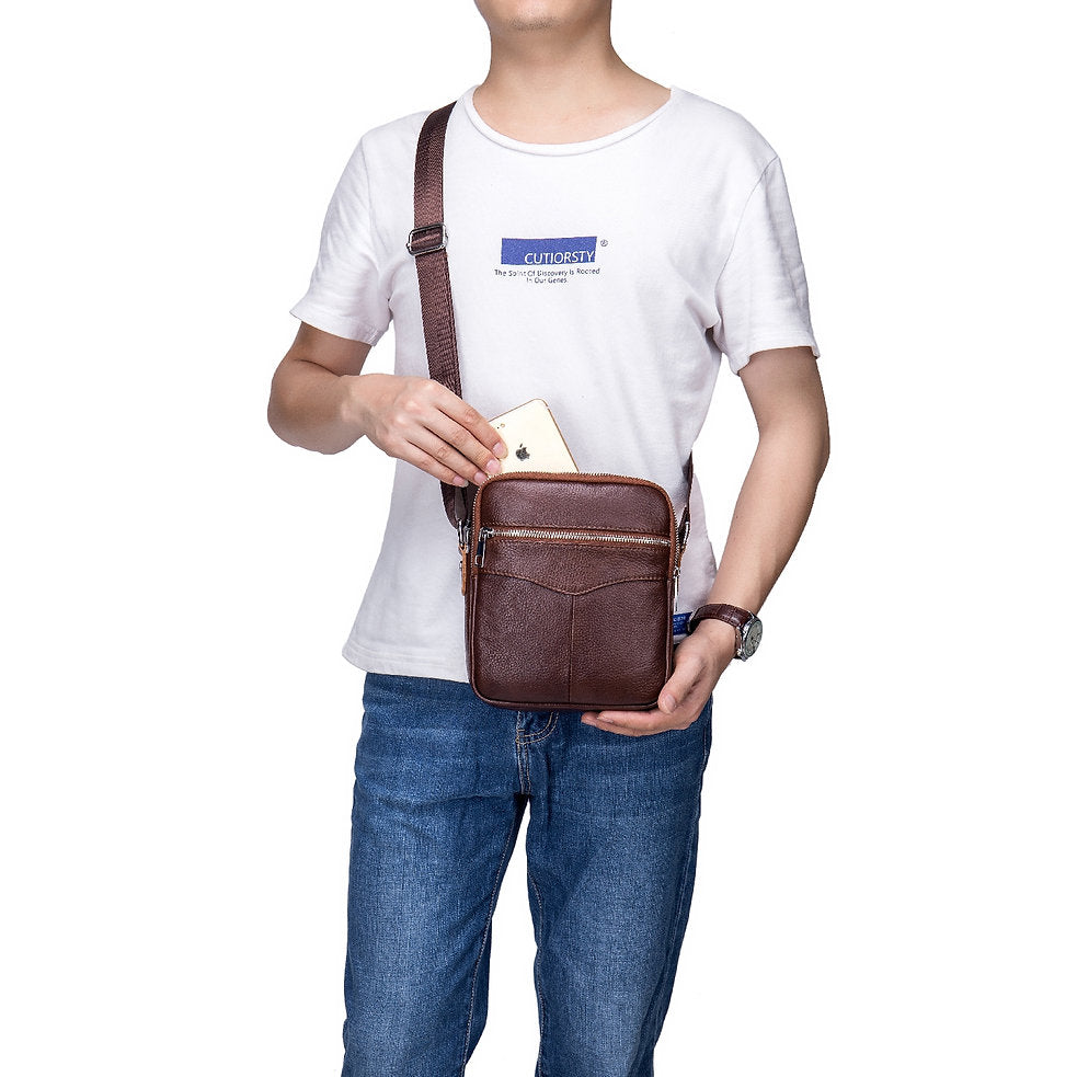 Morral de cuero mate DJB-023-CF - Café