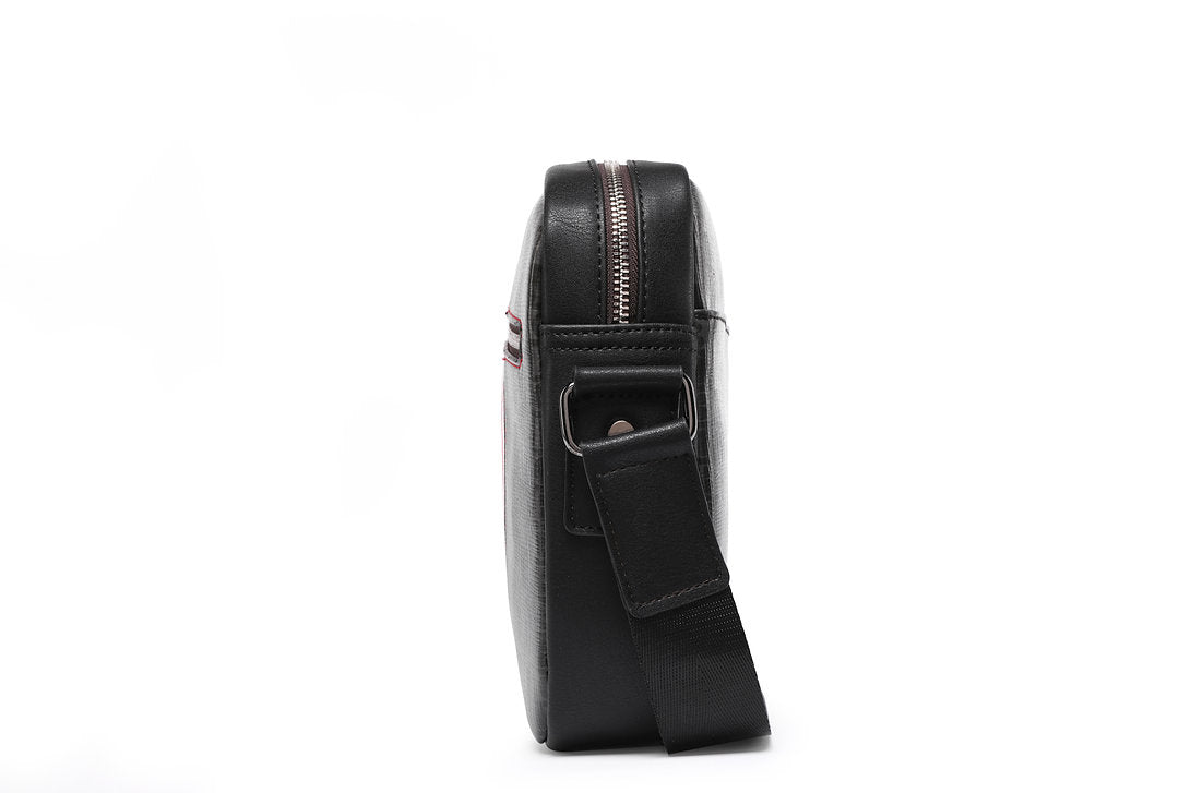 Morral bandolera de cuero - Negro