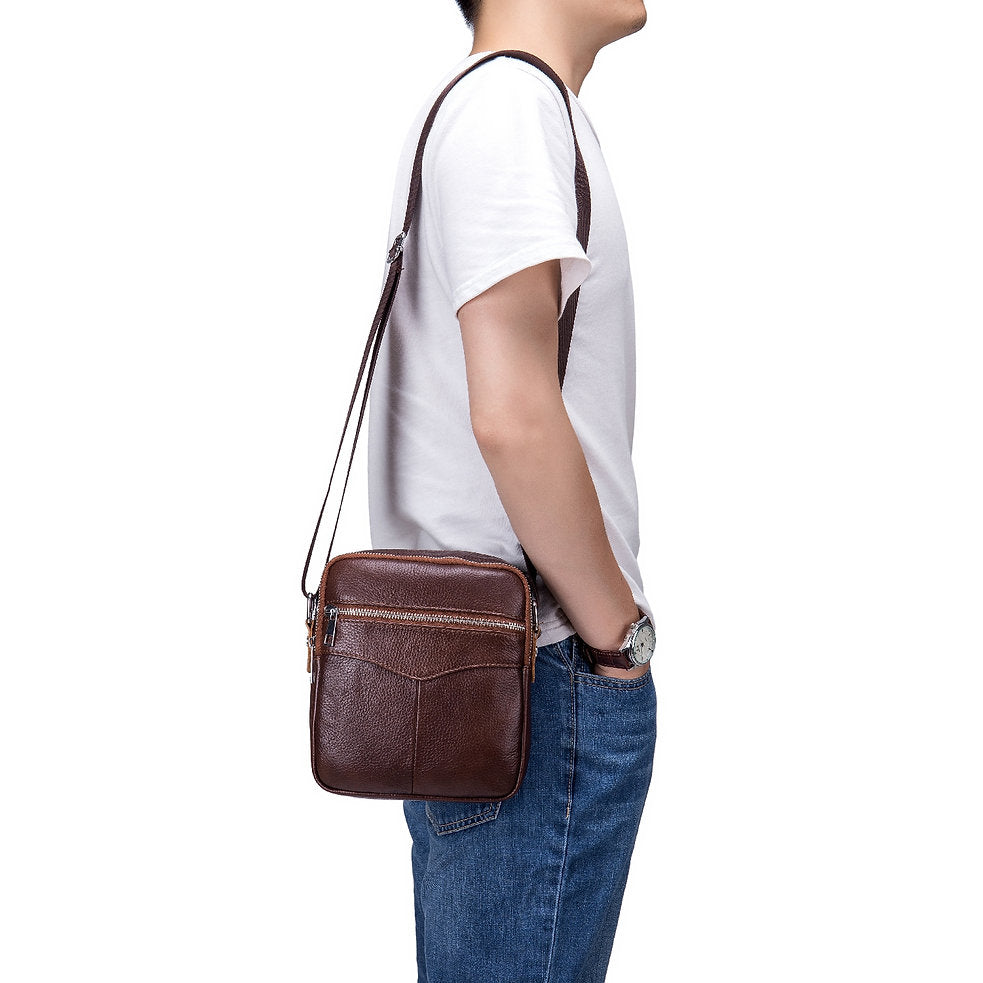 Morral de cuero mate DJB-023-CF - Café
