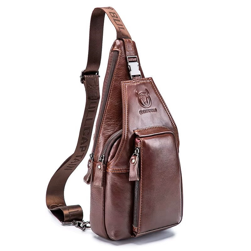 Mochila cruzada de cuero mate - Granate