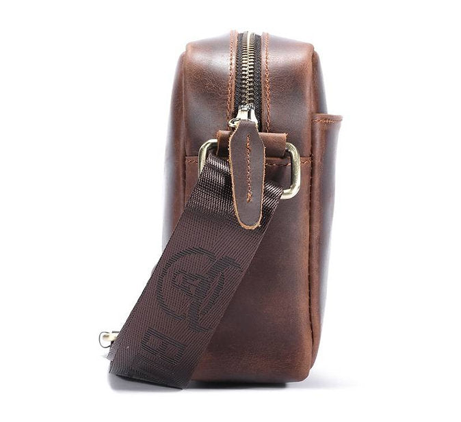 Morral de cuero mate - Marrón