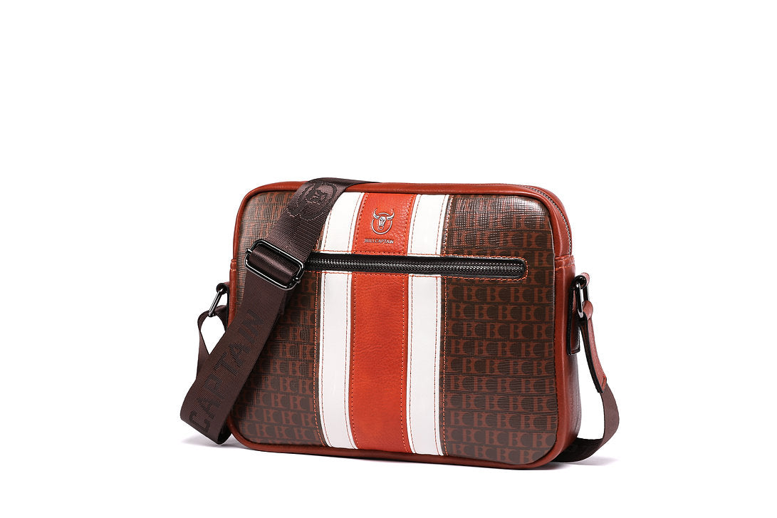Morral bandolera de cuero - Marrón