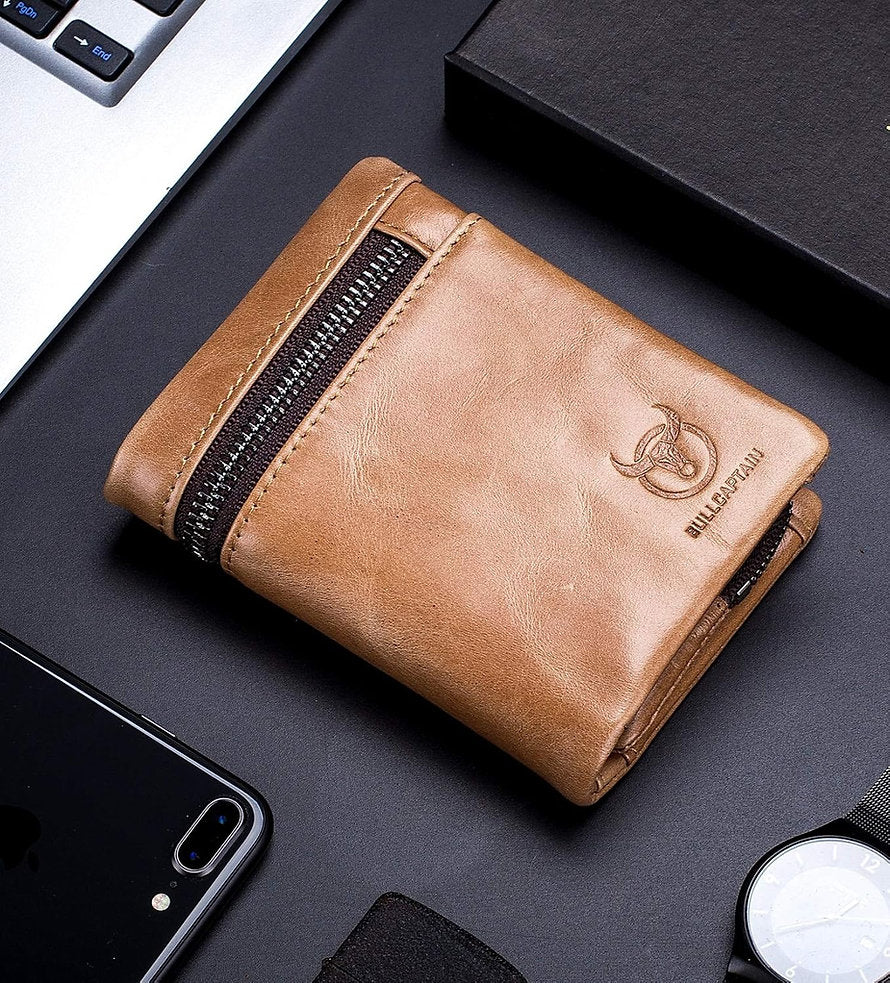 Billetera de cuero mate QB-03-BR - Beige