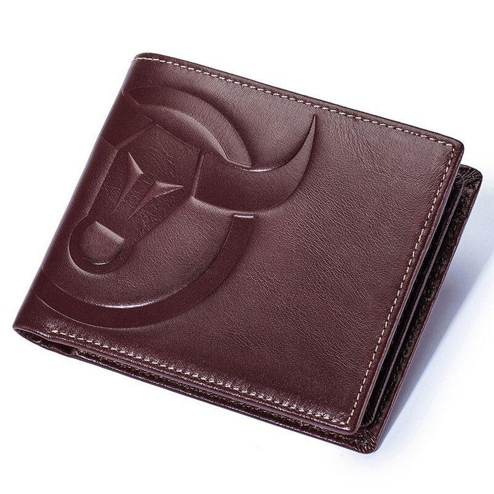 BullCaptain - Billetera de Cuero Brillante QB-0203-H-CF Café