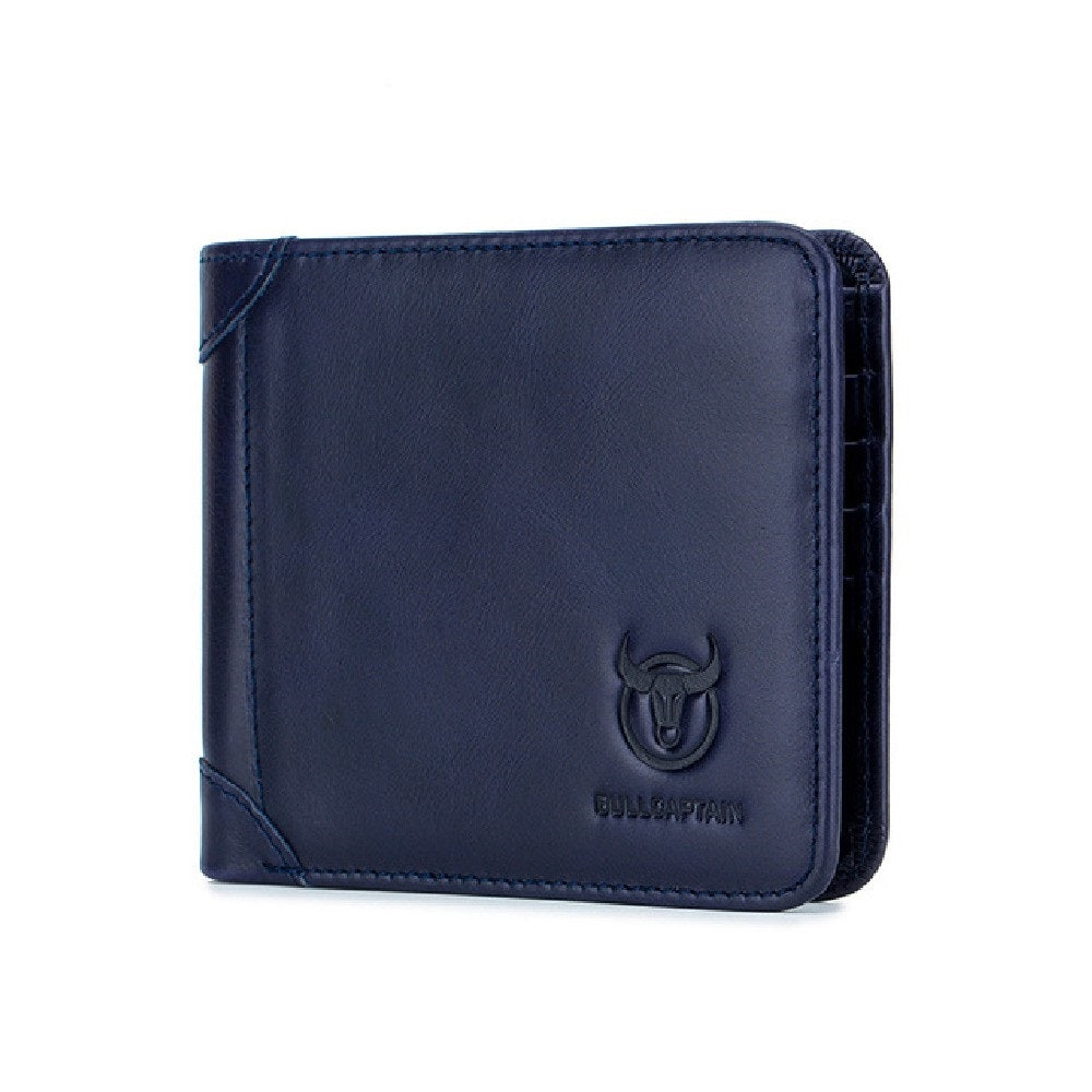 BullCaptain - Billetera de Cuero Mate QB-031-H-BL Azul