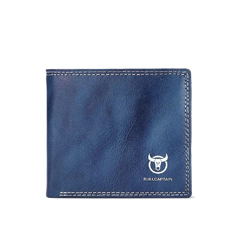 BullCaptain - Billetera de Cuero Mate QB-032-BL Azul