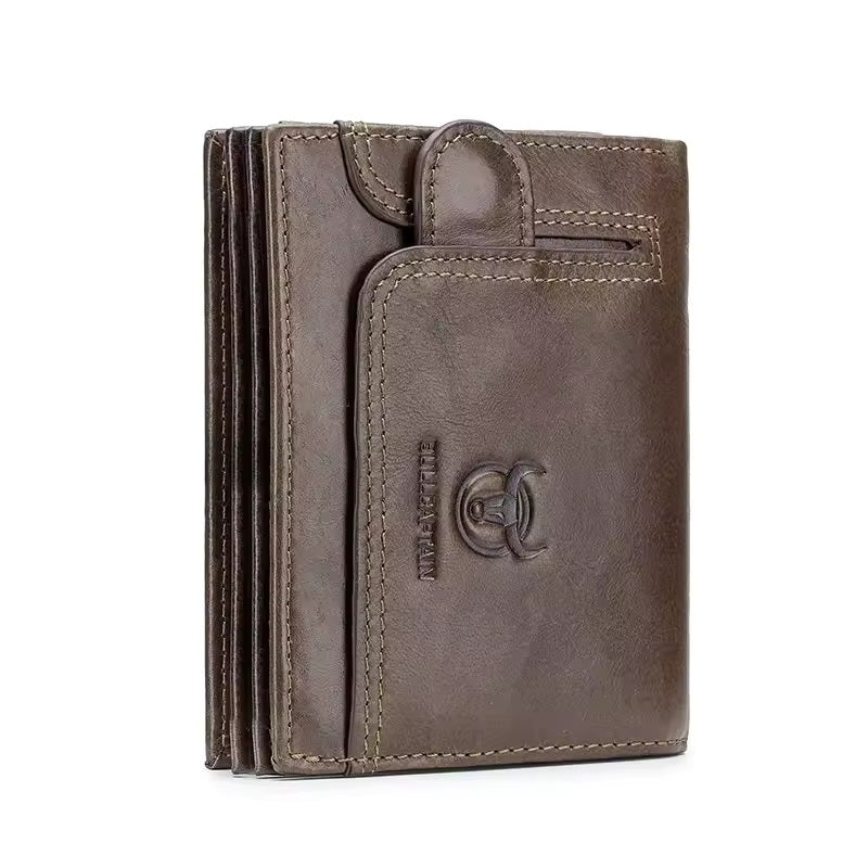 Billetera de cuero QB-037A-CF - Marrón