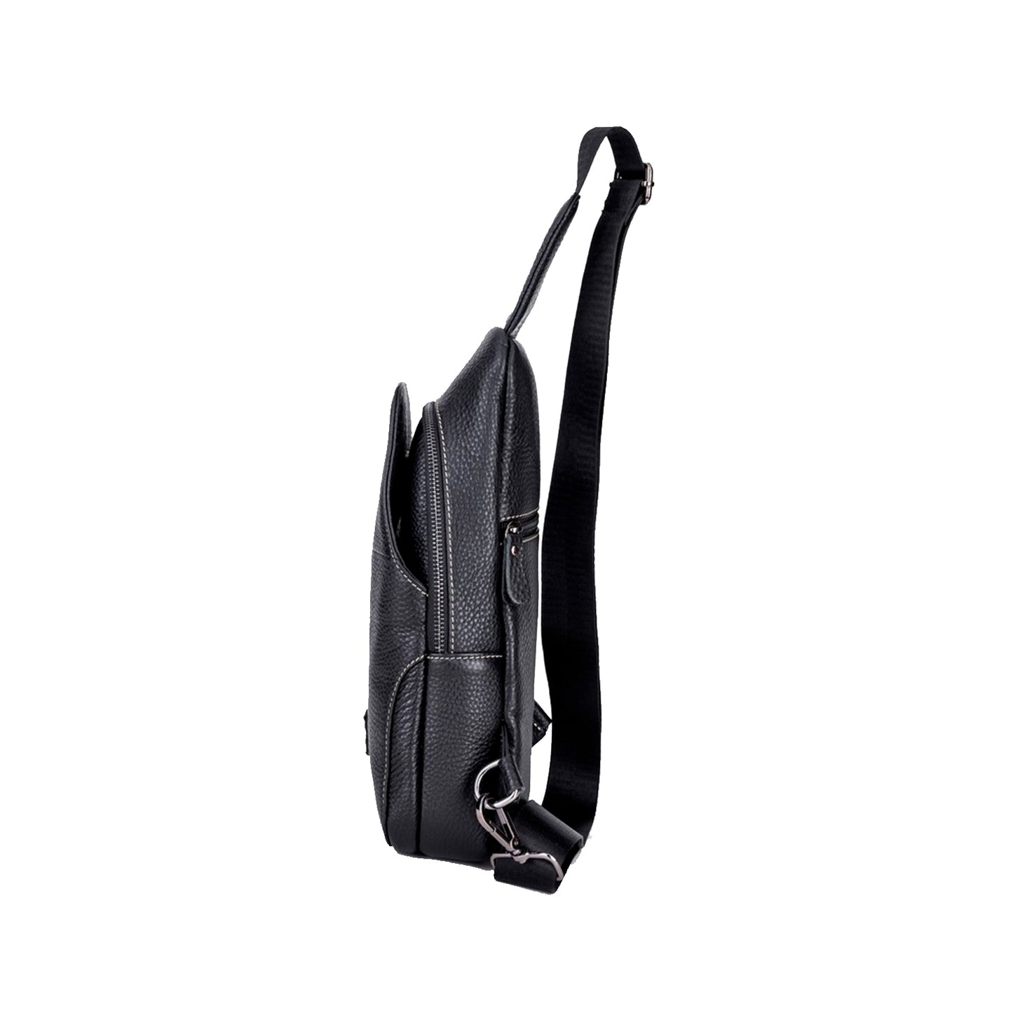 Mochila cruzada de cuero mate - Negro