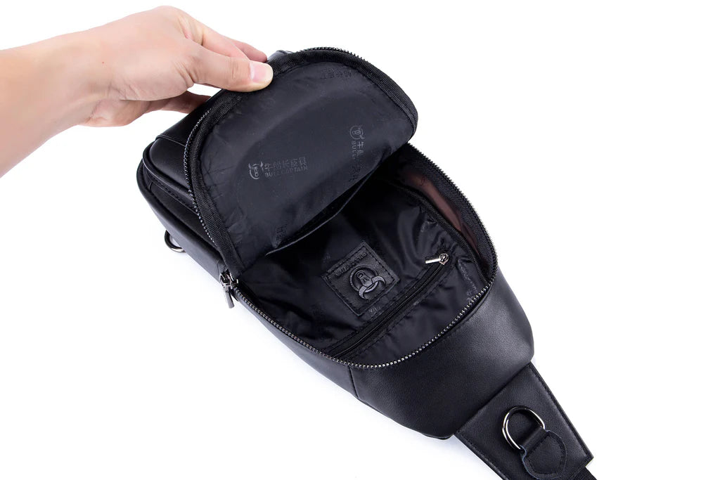 Mochila cruzada de cuero XB-110-BK - Negro
