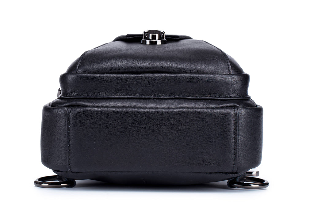 Mochila cruzada de cuero XB-110-BK - Negro