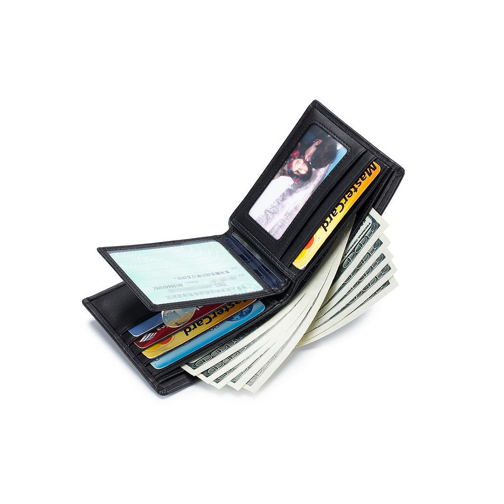 Billetera de cuero QB-001-BK - Negro