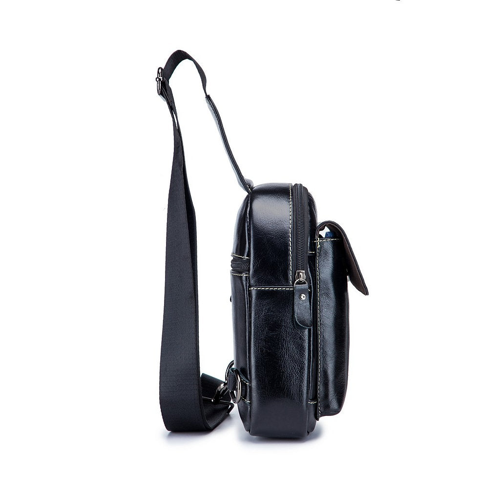 Mochila cruzada de cuero XB-097-BK - Negro