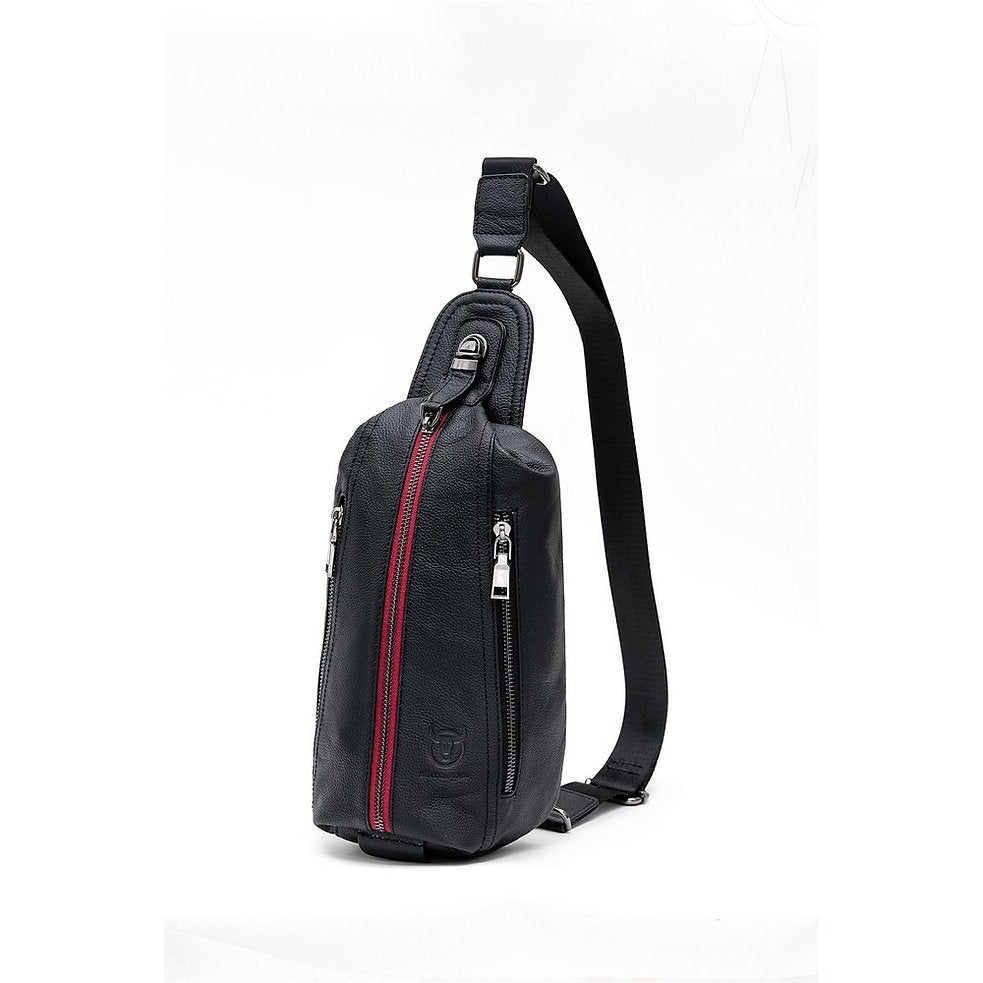 Mochila cruzada de cuero XB-014-BK - Negro