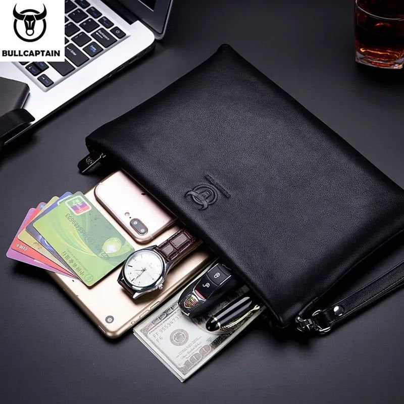 Bolso de mano de cuero mate SNB-446-L-BK - Negro