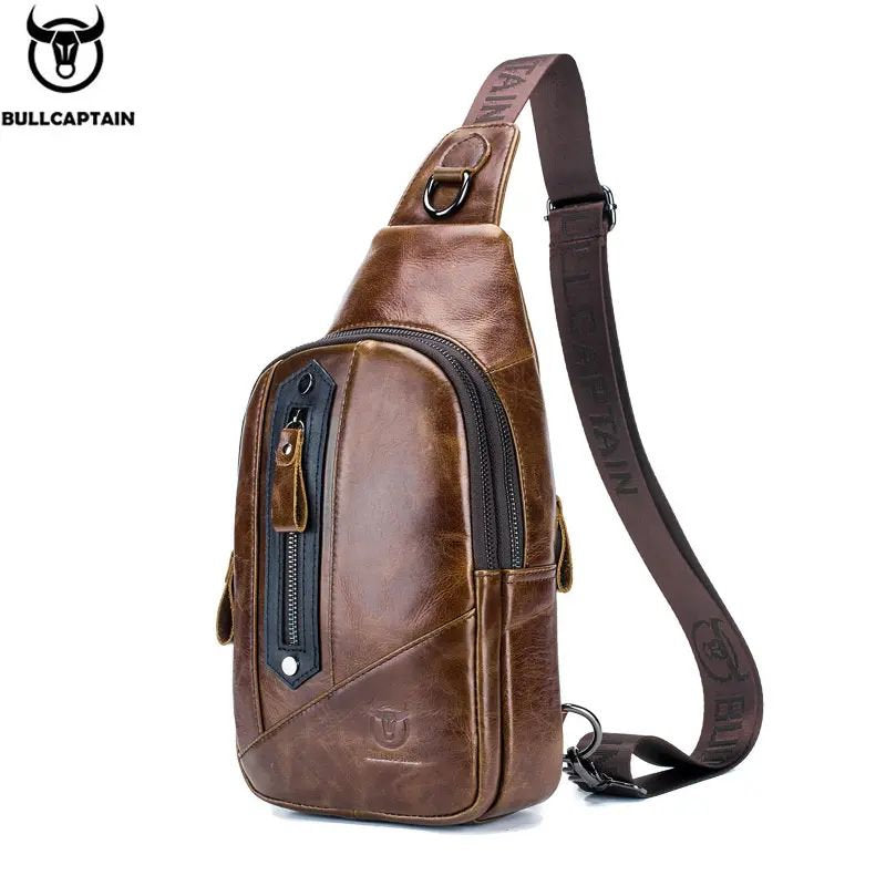Mochila cruzada de cuero mate XB-126-CF - Café
