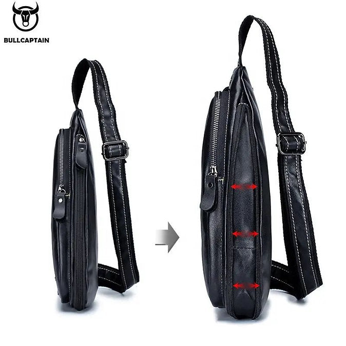 Mochila cruzada de cuero mate - Negro