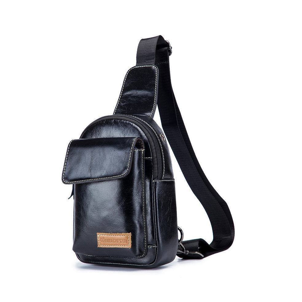Mochila cruzada de cuero XB-097-BK - Negro