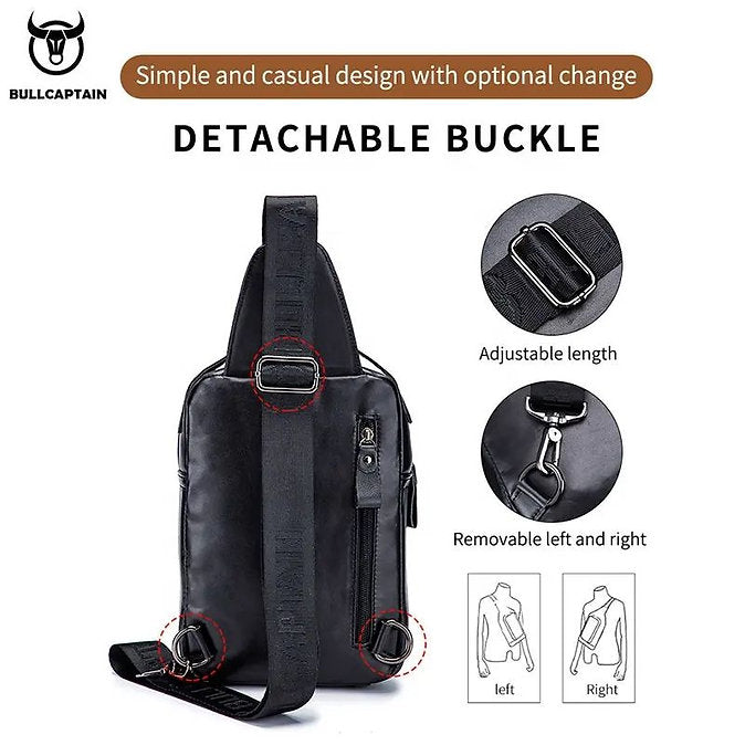 Mochila cruzada de cuero mate - Negro