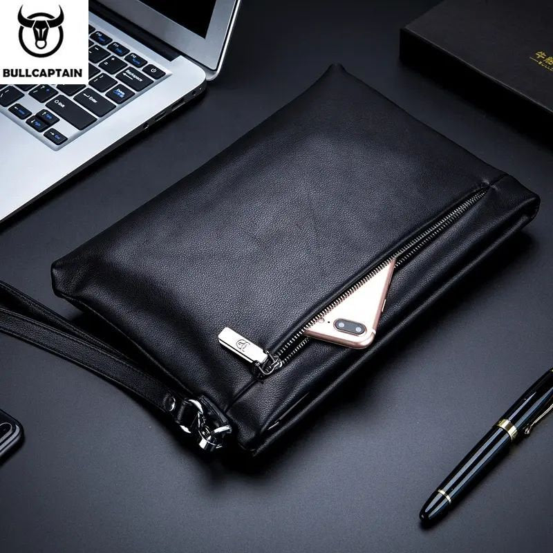 Bolso de mano de cuero mate SNB-446-L-BK - Negro