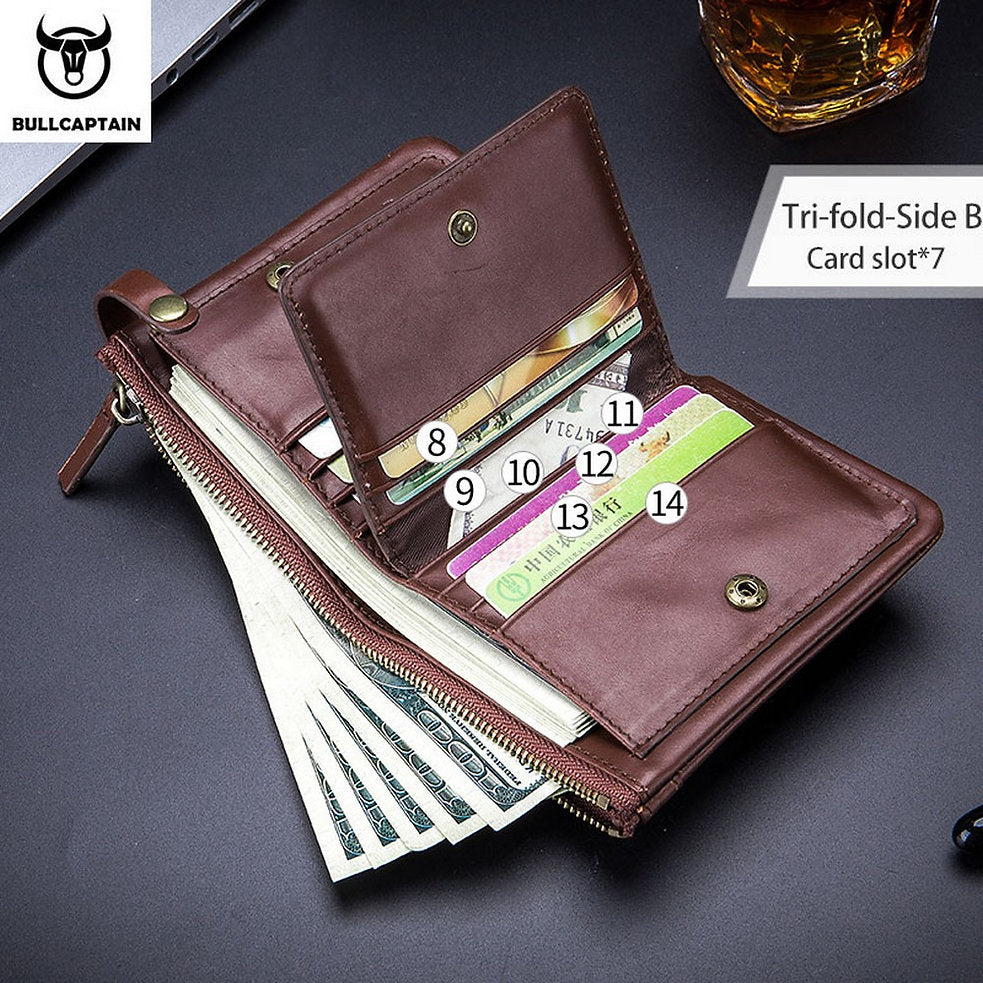Billetera de cuero QB-058V-CF - Café