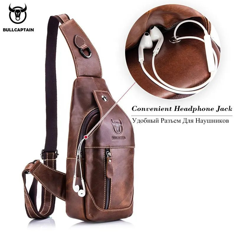 Mochila cruzada de cuero mate - Café