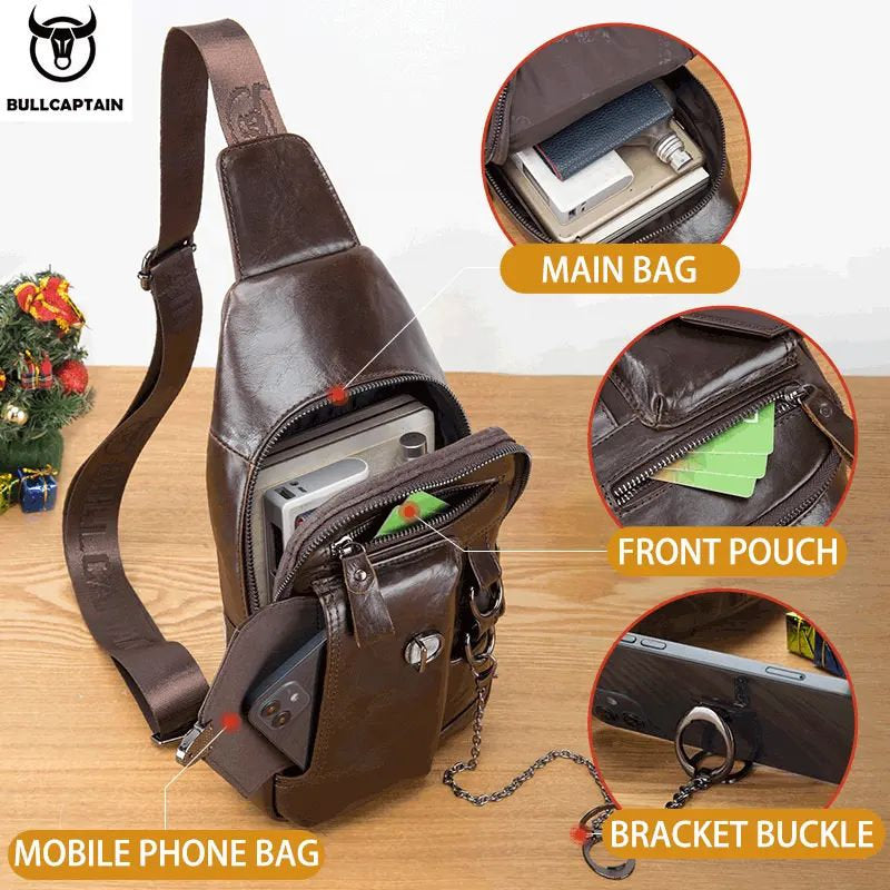Mochila cruzada de cuero mate XB-520-CF - Café