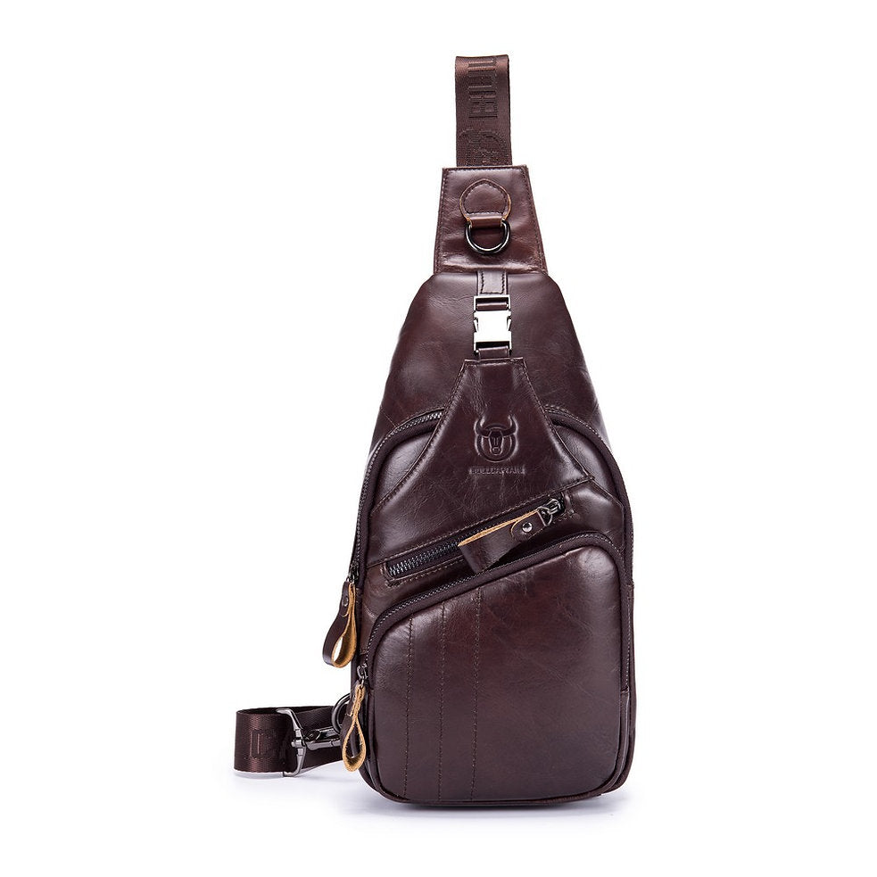 Mochila cruzada de cuero XB-105-S-CF - Café