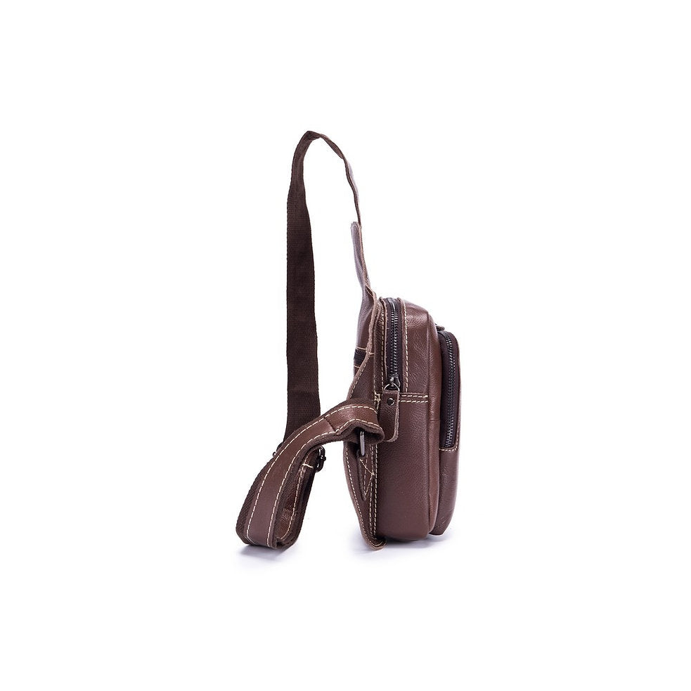Mochila cruzada de cuero XB-013-CF - Café
