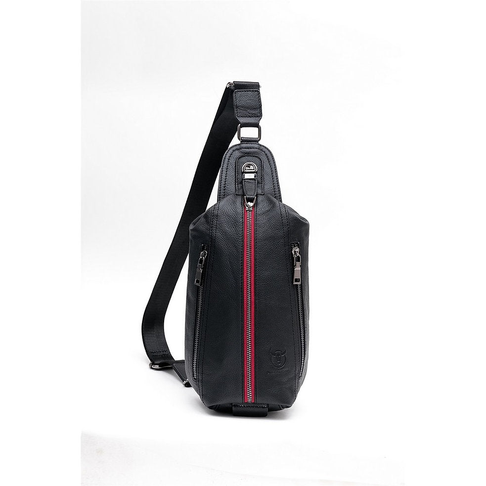 Mochila cruzada de cuero XB-014-BK - Negro