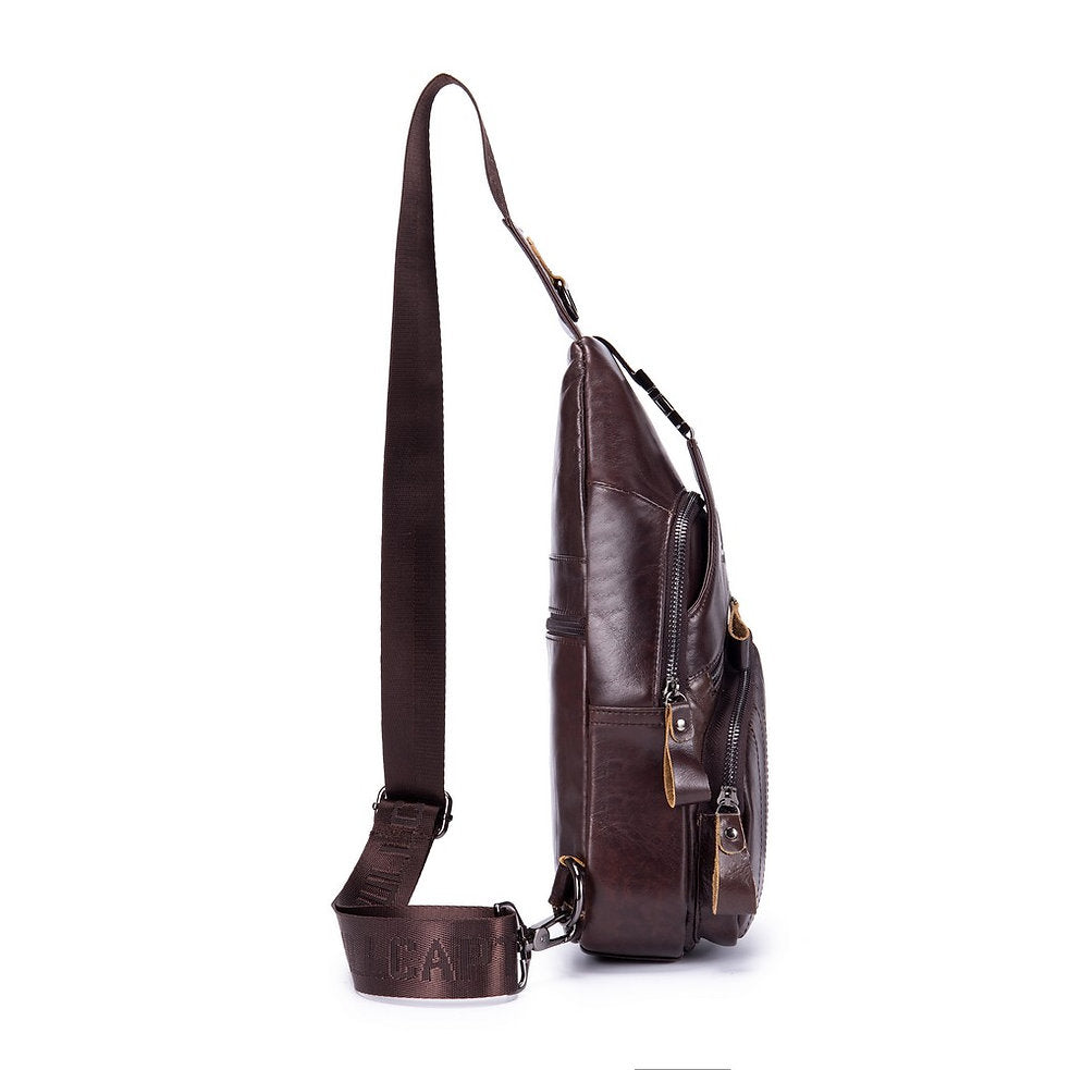 Mochila cruzada de cuero XB-105-S-CF - Café