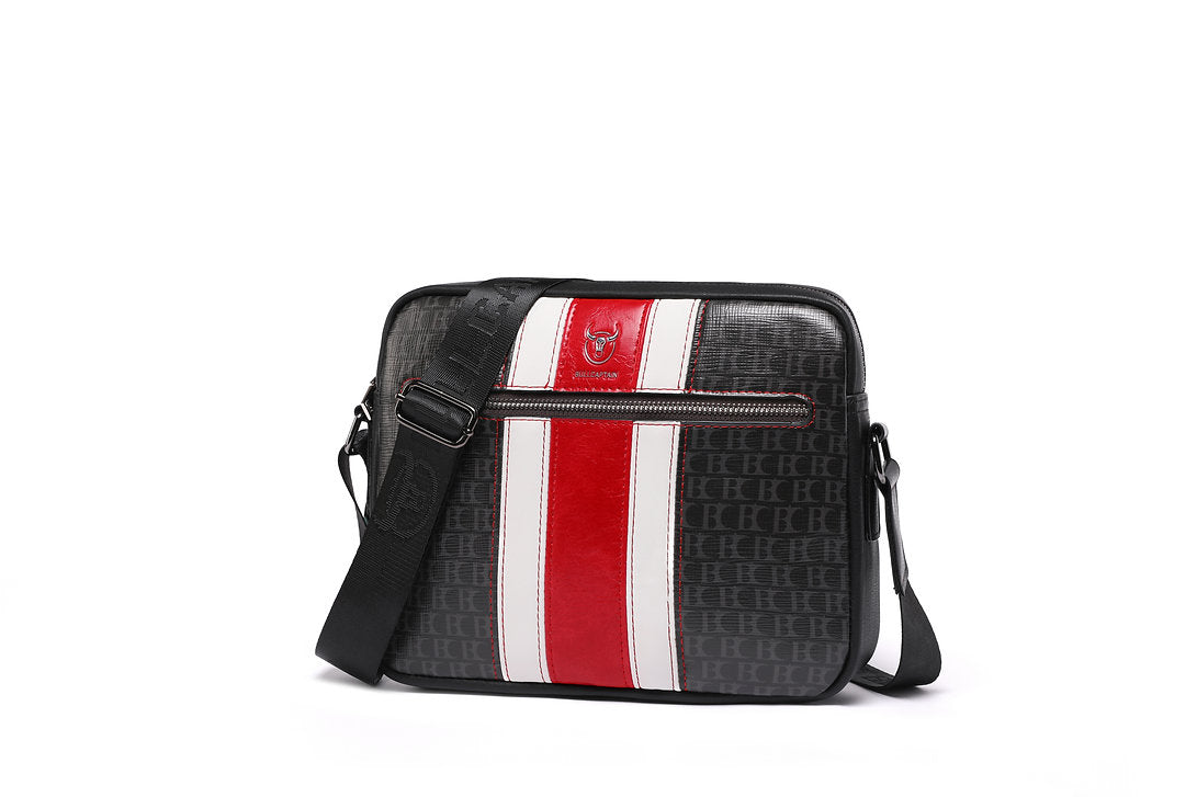 Morral bandolera de cuero - Negro