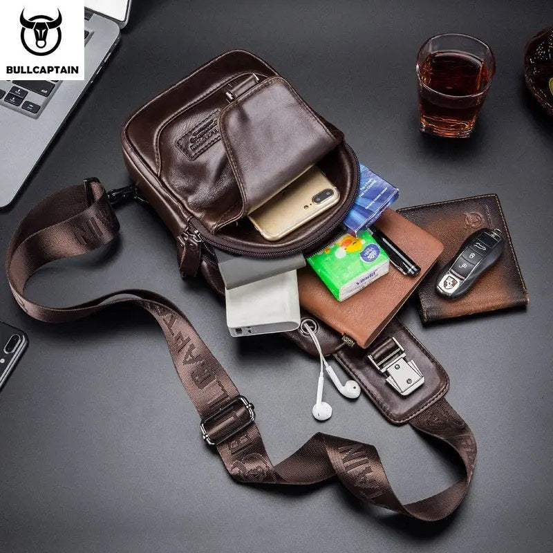 Mochila cruzada de cuero - Café