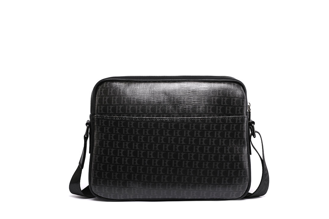 Morral bandolera de cuero - Negro