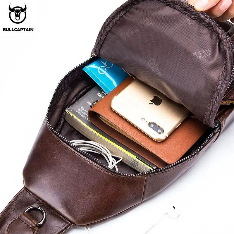 Mochila cruzada de cuero mate XB-100A-CF - Café