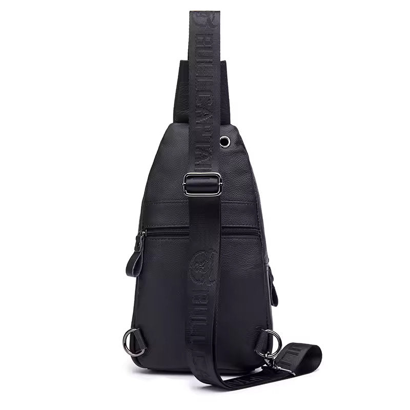 Mochila cruzada de cuero XB-110-BK - Negro