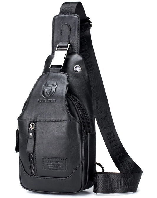 Mochila cruzada de cuero XB-095-BK- Negro