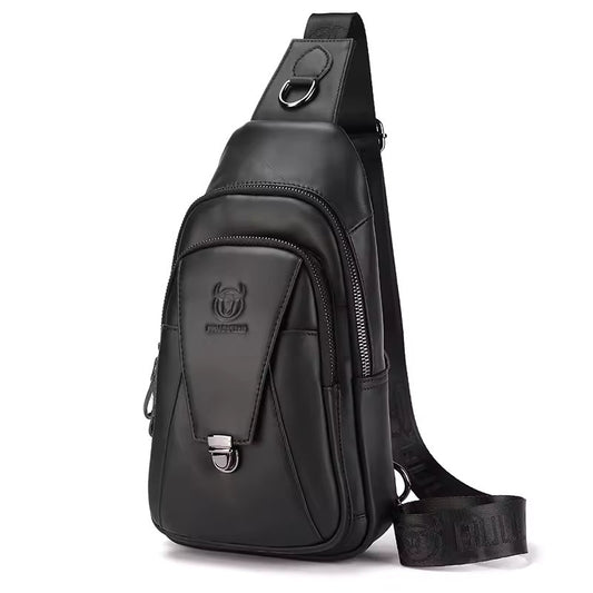 Mochila cruzada de cuero XB-110-BK - Negro