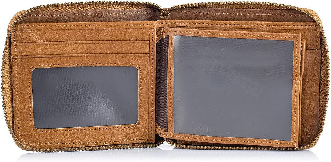 Billetera de cuero QB-022-BEI con cadena - Beige