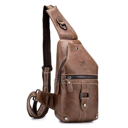 Mochila cruzada de cuero XB-130-CF- Marrón
