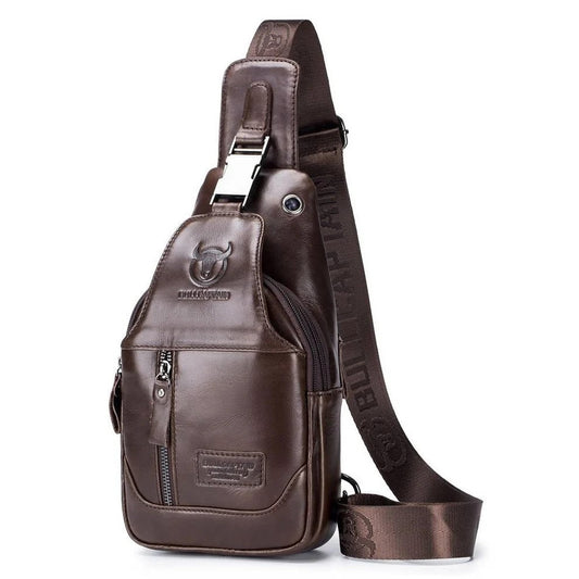 Mochila cruzada de cuero - Café