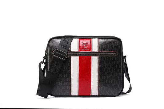 Morral bandolera de cuero - Negro